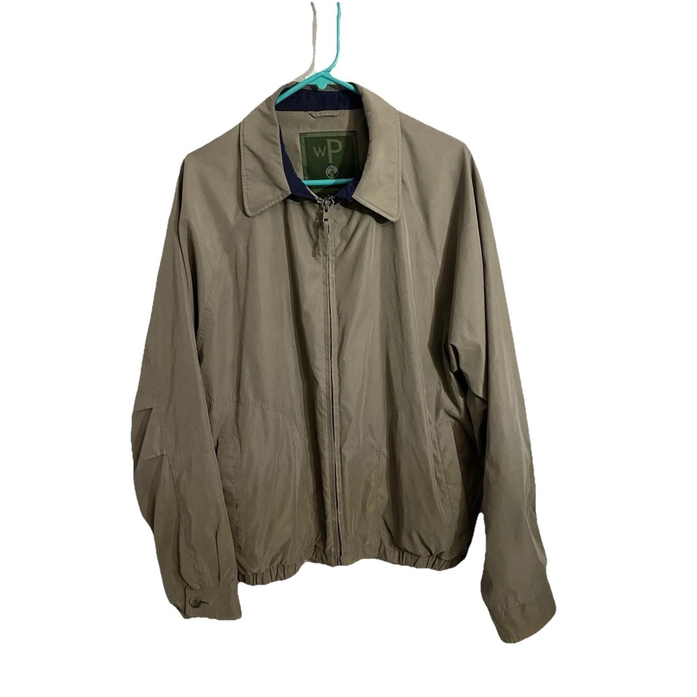 Vintage Weatherproof Jacket Mens Large Tan Full Zip Water Resistance Casual.